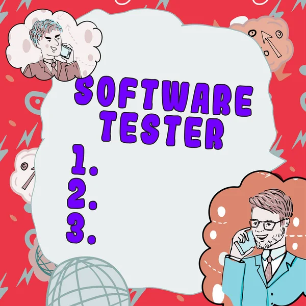 Tegn Viser Software Tester Word Skrevet Implementeret Beskytte Software Mod - Stock-foto