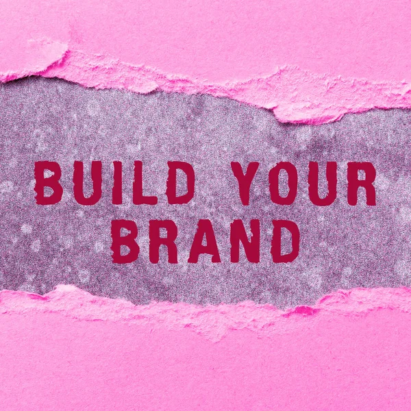 展示灵感的文字打造你的品牌 商业理念打造一个商业身份营销广告 — 图库照片