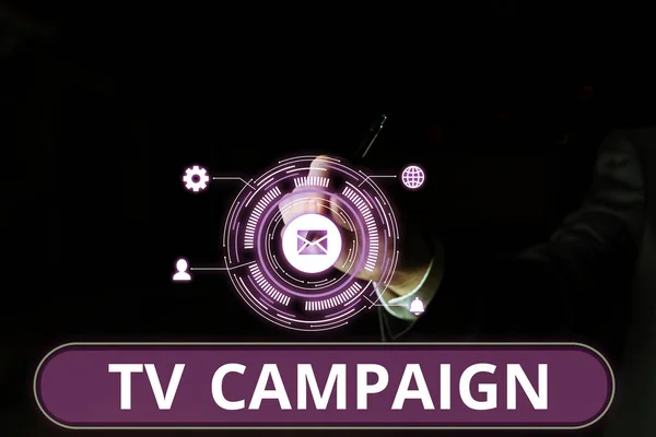 Kavramsal Başlık Kampanyası Televizyonda Yazılan Sözcük Bir Organizasyon Tarafından Üretildi — Stok fotoğraf