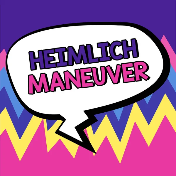 Heimlich Manővert Mutató Szöveges Jel Felfelé Irányuló Nyomás Fogalmi Alkalmazása — Stock Fotó