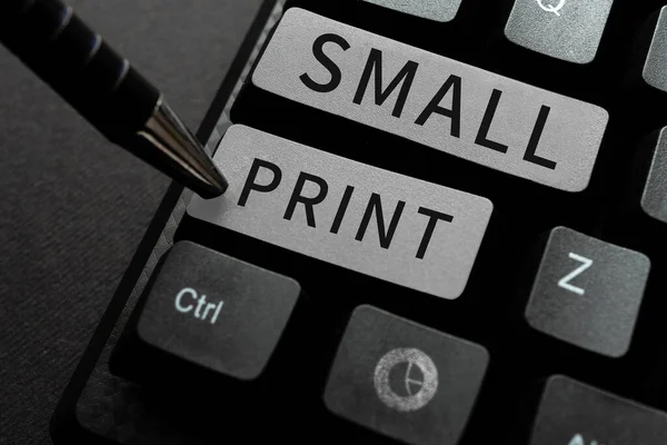 Εγγραφή Εμφάνισης Κειμένου Small Print Έγγραφο Επιχειρηματικής Προσέγγισης Που Περιέχει — Φωτογραφία Αρχείου