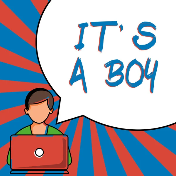 Написание Текста Boy Business Concept Ожидание Ребенка Мужского Пола Симпатичные — стоковое фото