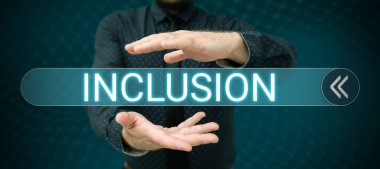 İçermeyi gösteren metin işareti, grup veya yapıya dahil olmak üzere eylem durumu üzerine yazılmış sözcük