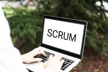 Scrum 'u gösteren işaret, el yazısı için kullanılan sözcük, oyunun yazılı karakterlerinden farklı olarak gösterilir.