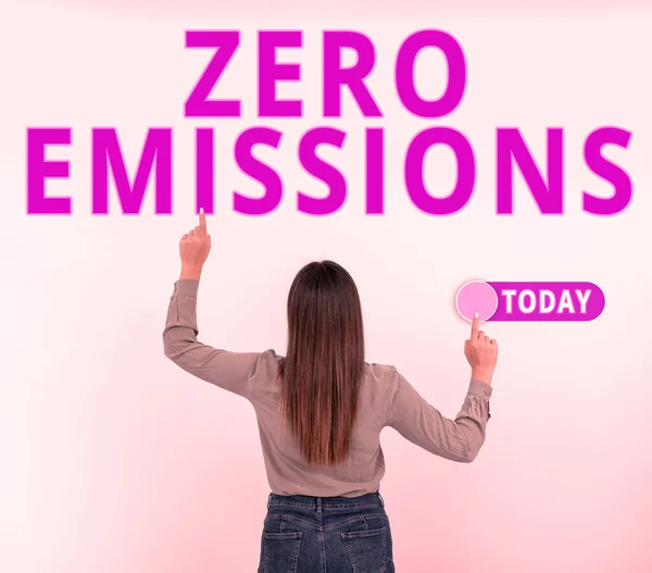 Conceptual Display Zero Emissions Word Emits Waste Products Pollute Environment — Stock Photo, Image