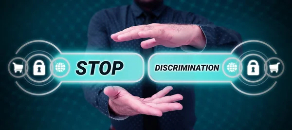 Koncepcionális Megjelenítés Stop Disdiscrimination Internet Concept Illegális Kitermelés Megelőzése Kőfejtő — Stock Fotó