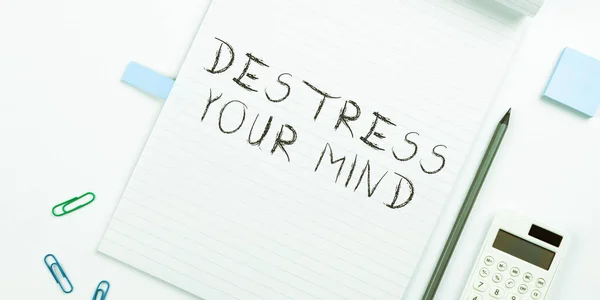 Вивіска Відображає Destress Your Mind Бізнес Відео Щоб Вивільнити Ментальну — стокове фото