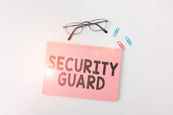 Hand Writing Sign Security Guard Εργαλεία Επιχειρηματικής Ιδέας Που Χρησιμοποιούνται — Φωτογραφία Αρχείου