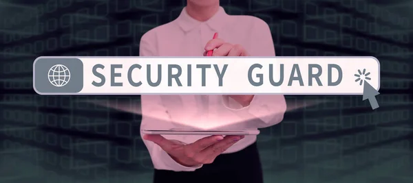 Zarejestruj Wyświetlanie Security Guard Business Idea Narzędzia Używane Zarządzania Wieloma — Zdjęcie stockowe