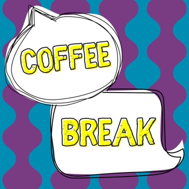 Kahve molası sunan metin başlığı, bir fincan kahve içmek için çalışmayı bıraktığınızda kısa sürede yazılmış sözcük.