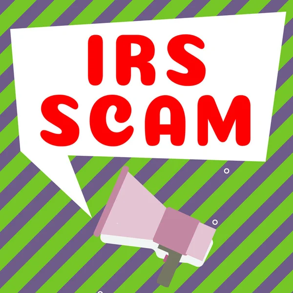 Text Bildtext Presenterar Irs Scam Affärsöversikt Riktade Skattebetalare Genom Att — Stockfoto