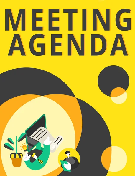 Toplantı Gündemi Fikri Gösteren Metin Tabelası Toplantı Gereksinimleri Için Açık — Stok fotoğraf