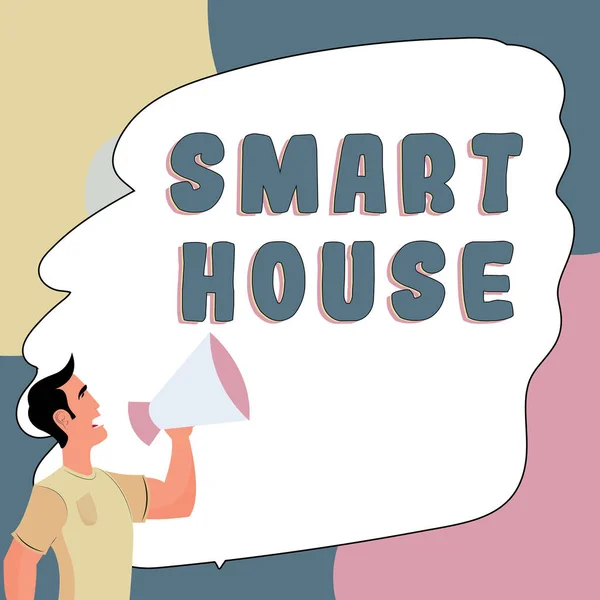 Textschild Mit Smart House Word Written Auf Häusern Die Elektronische — Stockfoto