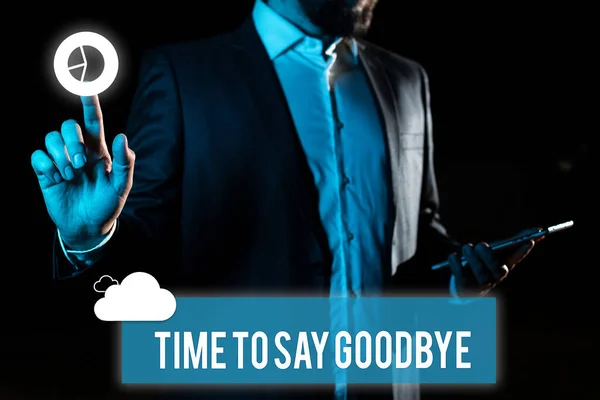 Text Zeigt Inspiration Time Say Goodbye Geschäftskonzept Abschied Nehmen Lange — Stockfoto