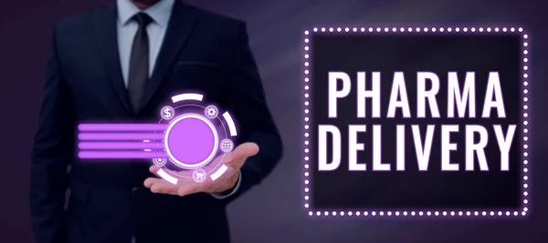 Text Sign Showing Pharma Delivery Business Approach Getting Your Prescriptions — Stock Photo, Image