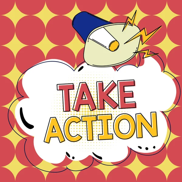 Sign Exibindo Take Action Palavra Para Conselhos Alguém Para Fazer — Fotografia de Stock