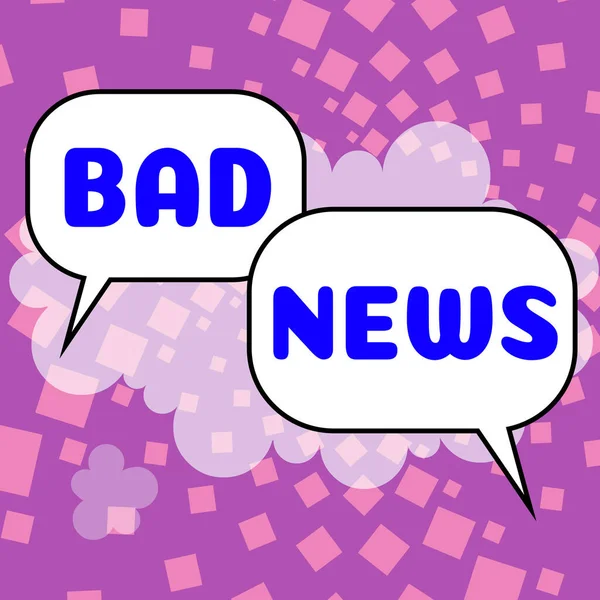 Text caption presenting Bad News, Business approach unwelcome thing or person trouble hust happened to something