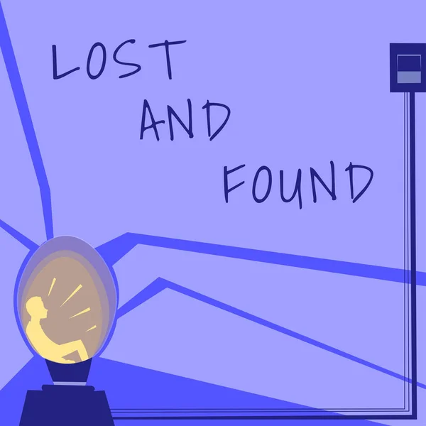 Σήμα Κειμένου Που Δείχνει Lost Found Internet Concept Place Όπου — Φωτογραφία Αρχείου