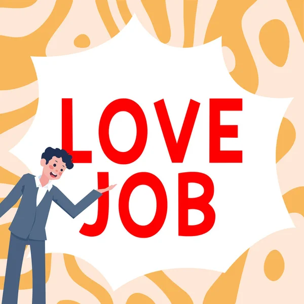 Texto Escrito Mão Love Job Visão Geral Negócio Projetado Para — Fotografia de Stock