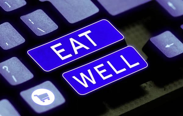 Inspiration showing sign Eat Well, Concept meaning Practice of eating only foods that are whole and not processed