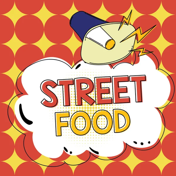 Texto Que Mostra Inspiração Street Food Conceito Negócio Comida Cozida — Fotografia de Stock