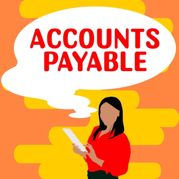 Text Sign Showing Accounts Payable Concept Meaning Money Owed Business — Stock Photo, Image