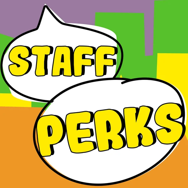 Texto Que Mostra Inspiração Staff Perks Word Workers Benefícios Bônus — Fotografia de Stock