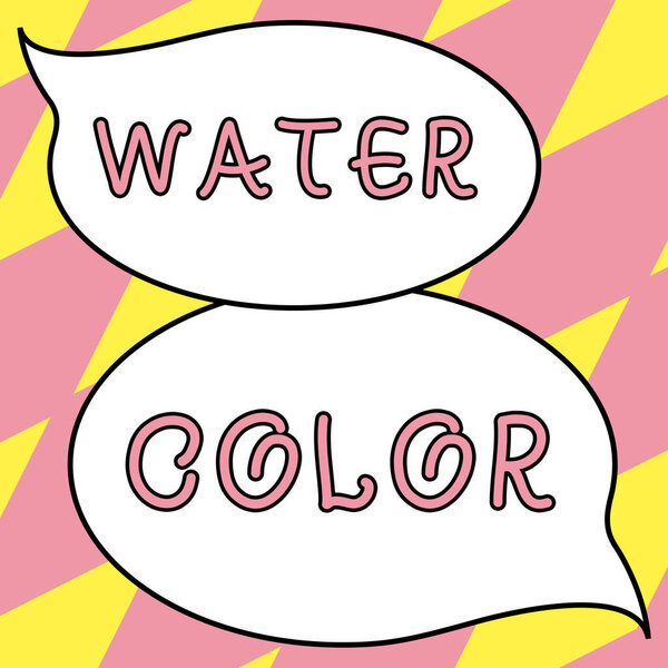 Conceptual display Water Color, Conceptual photo water-soluble binder such as gum arabic and thinned with water