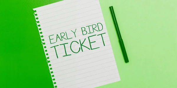 Conceptual caption Early Bird Ticket, Business concept Buying a ticket before it go out for sale in regular price