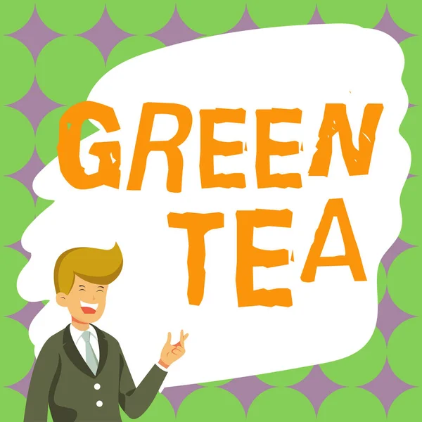 Концептуальная Подпись Зеленый Чай Понятие Означающее Тип Чая Который Сделан — стоковое фото