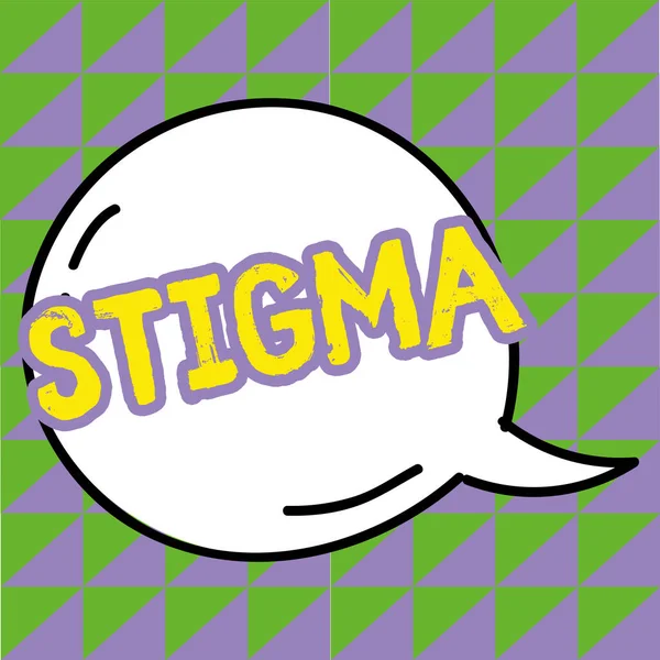 Κείμενο Σημάδι Που Δείχνει Stigma Έννοια Που Σημαίνει Αίσθημα Αποδοκιμασίας — Φωτογραφία Αρχείου