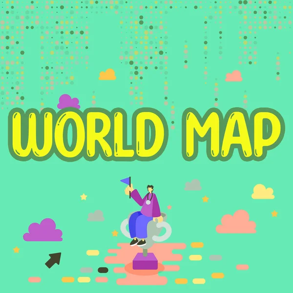 Letrero Que Muestra Mapa Del Mundo Palabra Escrito Una Representación —  Fotos de Stock