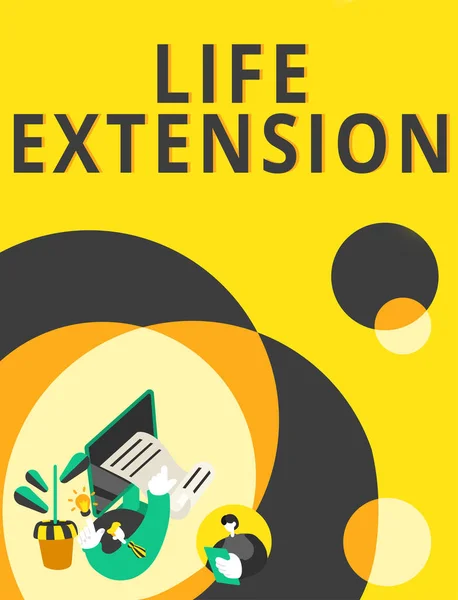 Inspiráló Szöveg Life Extension Word Írt Képes Folytatni Munkát Hosszabb — Stock Fotó
