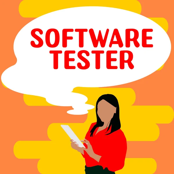 Testador Software Legenda Conceitual Foto Conceitual Implementada Para Proteger Software — Fotografia de Stock