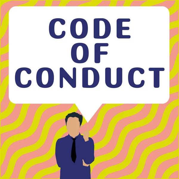 Conceptual display Code Of Conduct, Conceptual photo Ethics rules moral codes ethical principles values respect