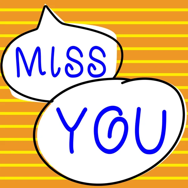 Znak Pisma Ręcznego Miss You Słowo Tęsknoty Ważną Osobą Twoim — Zdjęcie stockowe