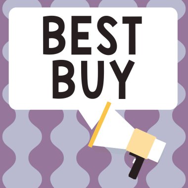 Best Buy 'ı gösteren metin işareti, bir ürünün maliyeti ve kalitesinin en avantajlı kombinasyonu kavramsal fotoğraf