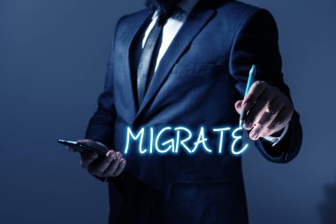 El yazısı metni Taşı, İnternet Konsepti Bir ülkeden diğerine taşınma veya seyahat etme