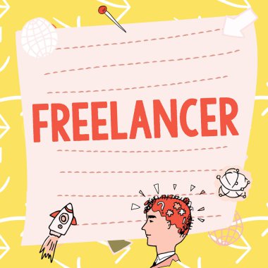 Yazı başlığı Freelancer 'ı temsil ediyor, kavramsal olarak bir örgüte bağlı olmadan bağımsız hareket eden bir kişi anlamına geliyor
