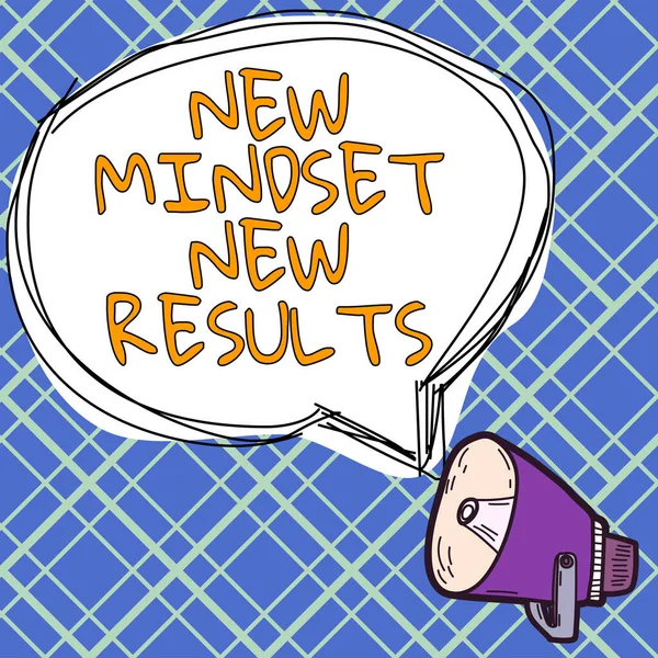 Ручной Знак Новый Mindset Новые Результаты Бизнес Идея Открыта Возможностей — стоковое фото