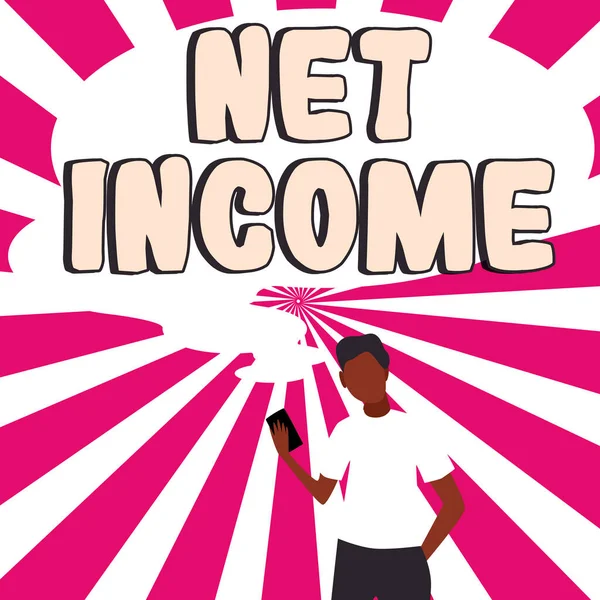 Teken Met Netto Inkomen Bedrijfsidee Het Bruto Inkomen Dat Overblijft — Stockfoto