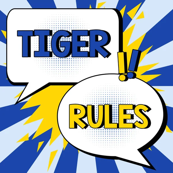 Teken Tiger Rules Business Showcase Willpower Persoonlijke Kracht Weerstand Tegen — Stockfoto