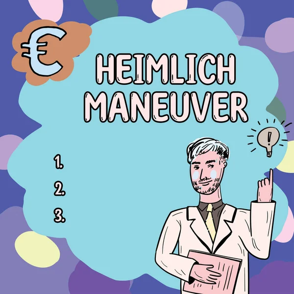 サイン表示 Heimlich Maneuver 窒息の場合の上昇圧力の概念的な写真アプリケーション — ストック写真