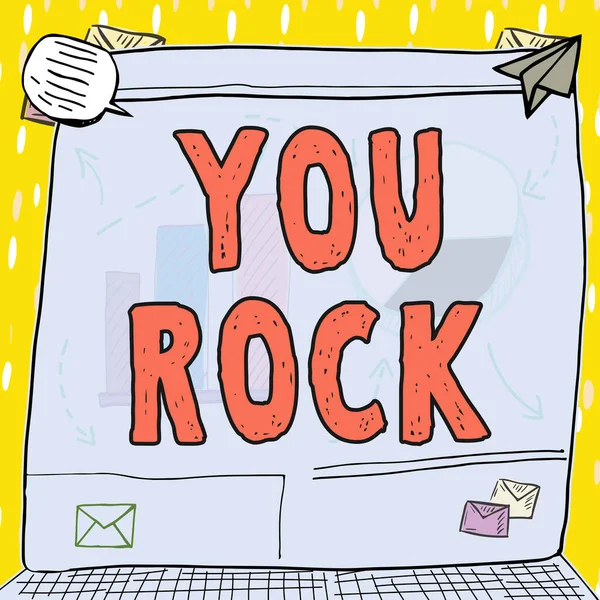 Scrivere Visualizzando Testo You Rock Word Scritto Gergo Frase Lode — Foto Stock