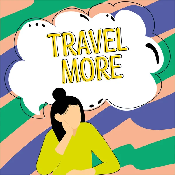Signe Texte Montrant Travel More Vitrine Affaires Pour Faire Voyage — Photo