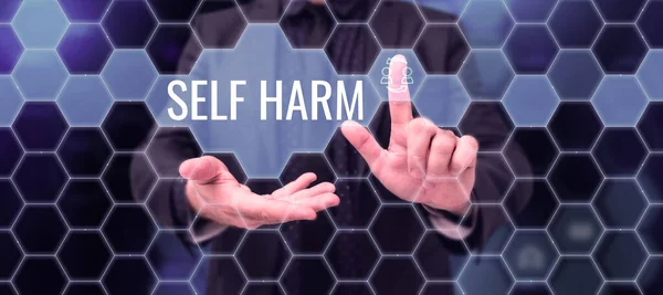 Text sign showing Self Harm, Internet Concept state of health and well-being and the ability to perform