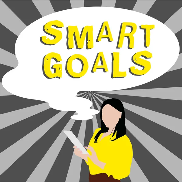 手写体符号Smart Goals Business Showcase Mnemonic用来作为设定目标和方向的基础 — 图库照片