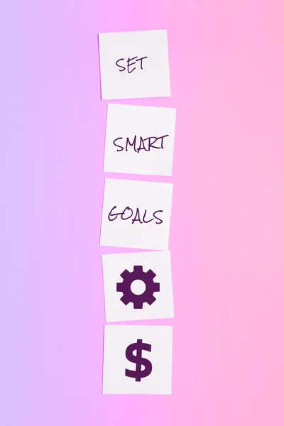 Conceptual Caption Set Smart Goals Business Overview Establish Achievable Objectives — Stock Photo, Image