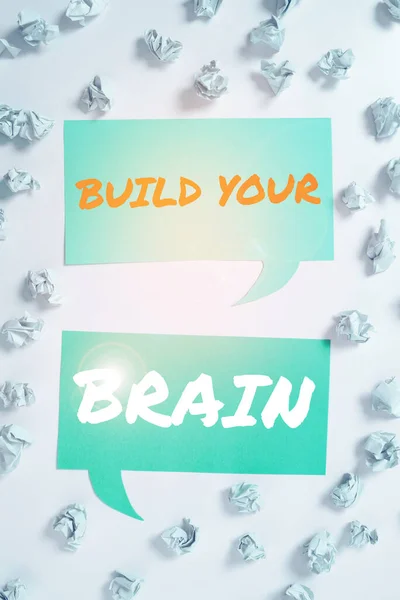 Sinal Texto Mostrando Construa Seu Cérebro Atividades Mentais Ideia Negócio — Fotografia de Stock