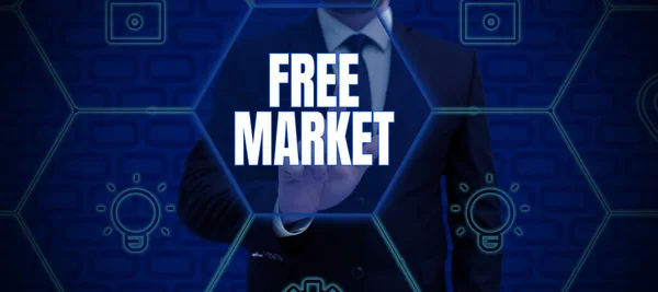 Texto Que Muestra Inspiración Free Market Internet Concept Sistema Regulado —  Fotos de Stock